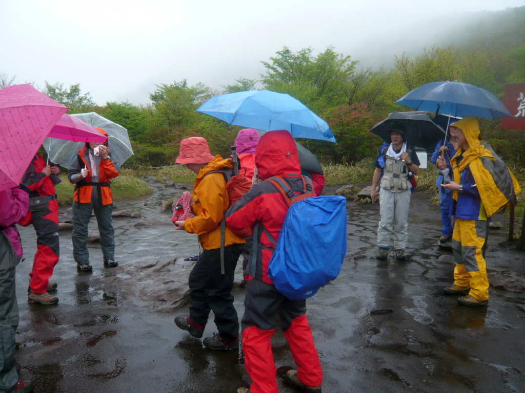 雨の中で一休み