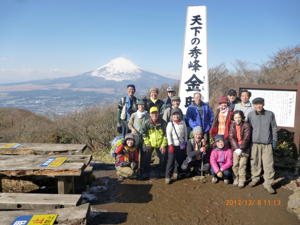  富士山をバックに、強風の中で