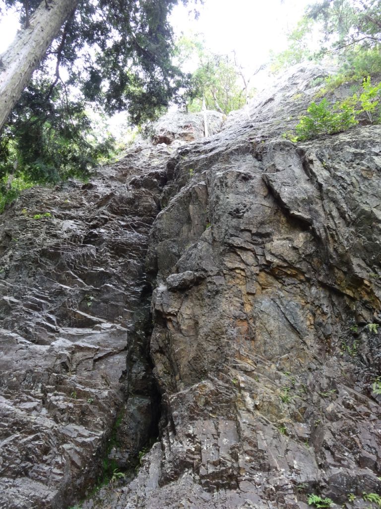 この岩の最上部まで登ります