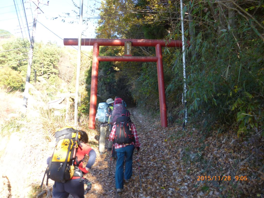 鳥居をくぐって登山開始