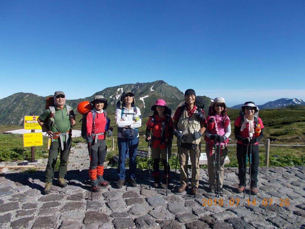 （１４）これから室堂を出発します。快晴で雄山もクッキリです