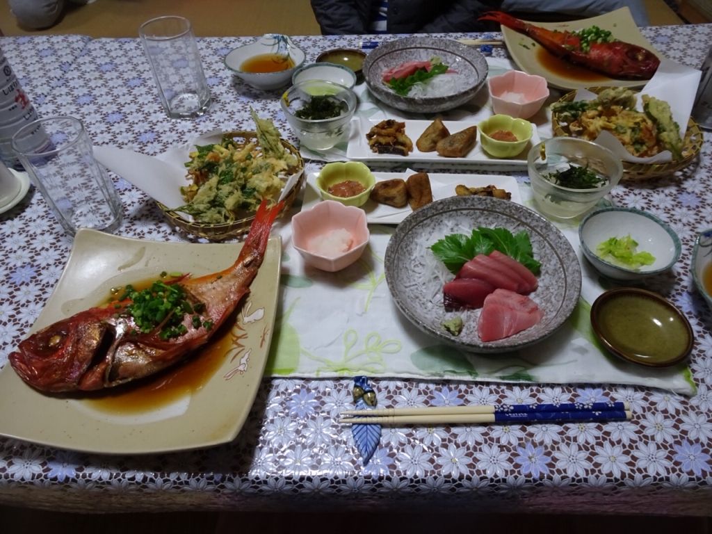 金目鯛1匹付けの豪華な夕食