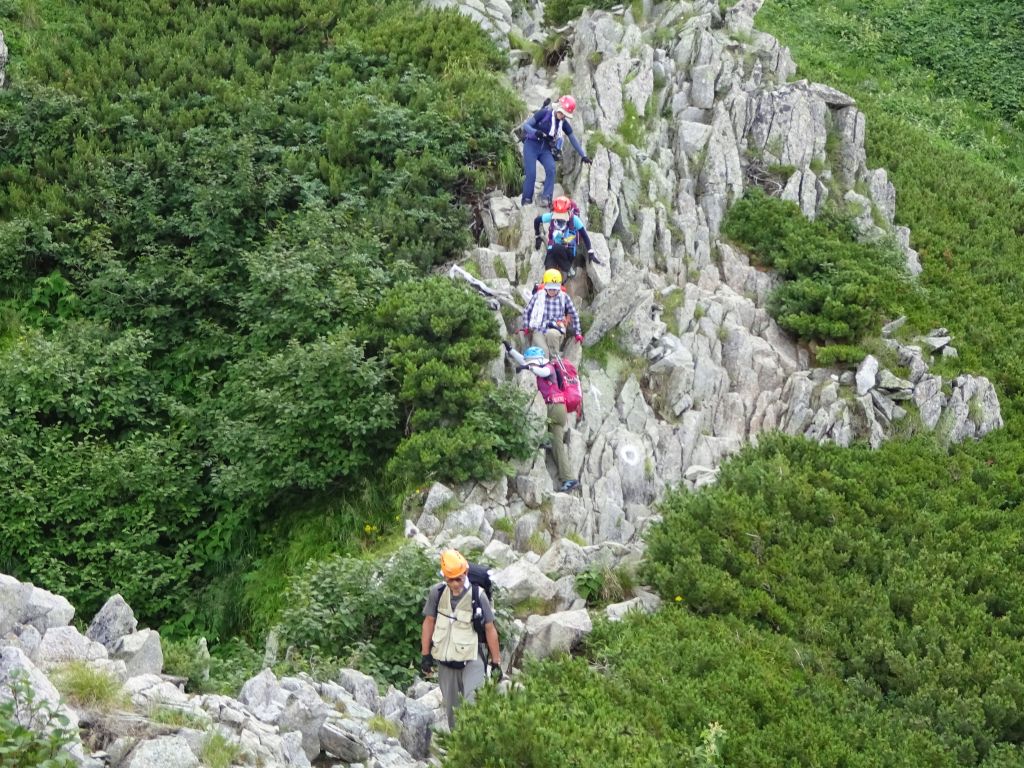 重太郎新道の急坂を下って下山します