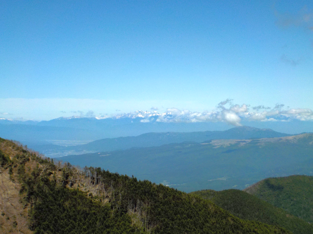 北アルプスの山々も