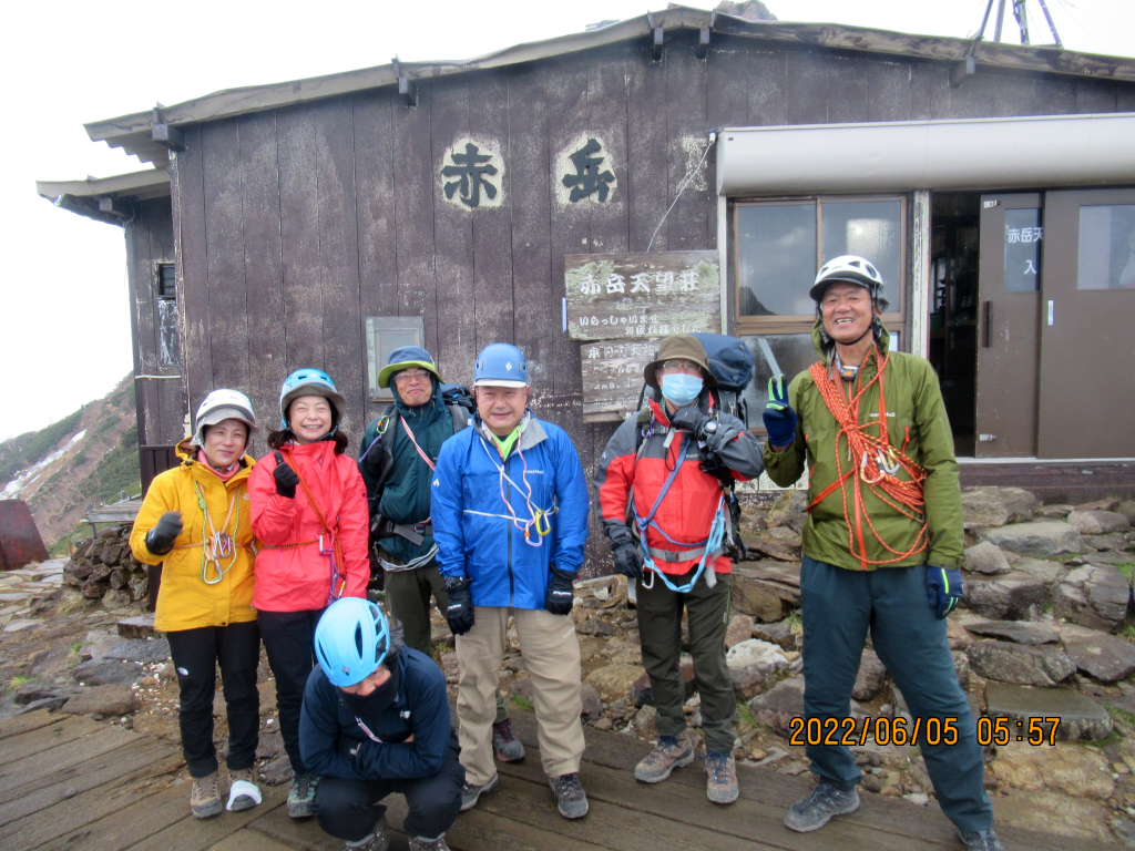 強風のためルート変更して下山開始